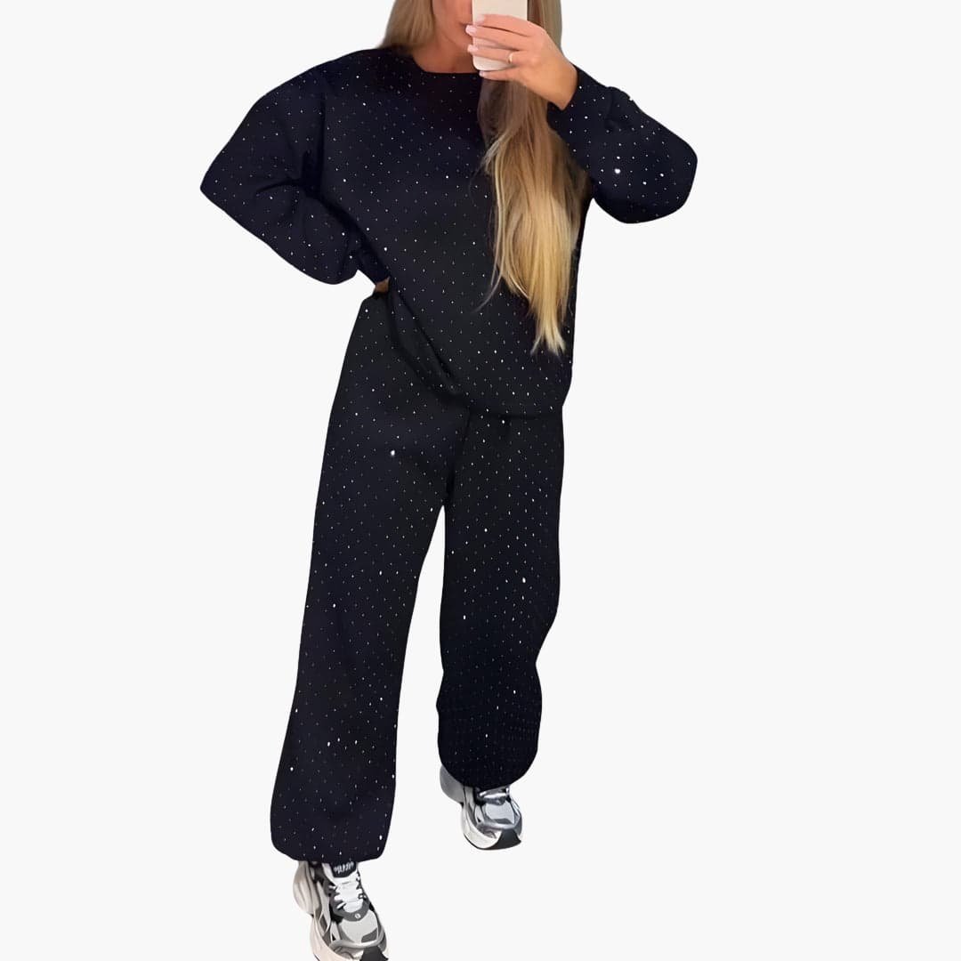 Ensemble Loungewear Femme Imprimé Losanges – Pull & Pantalon Coordonné | Sienna Hiver