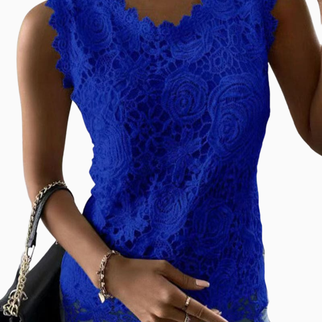 Arielle | Top femme sans manches en dentelle florale coupe élégante
