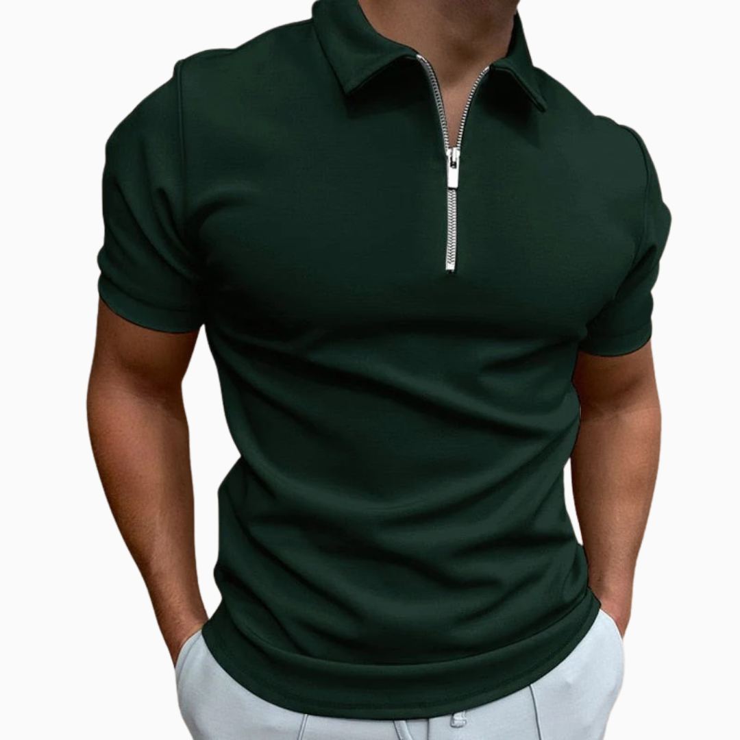 Polo Homme Col Zippé – Manches Courtes Coupe Moderne | Style Casual Chic Estival