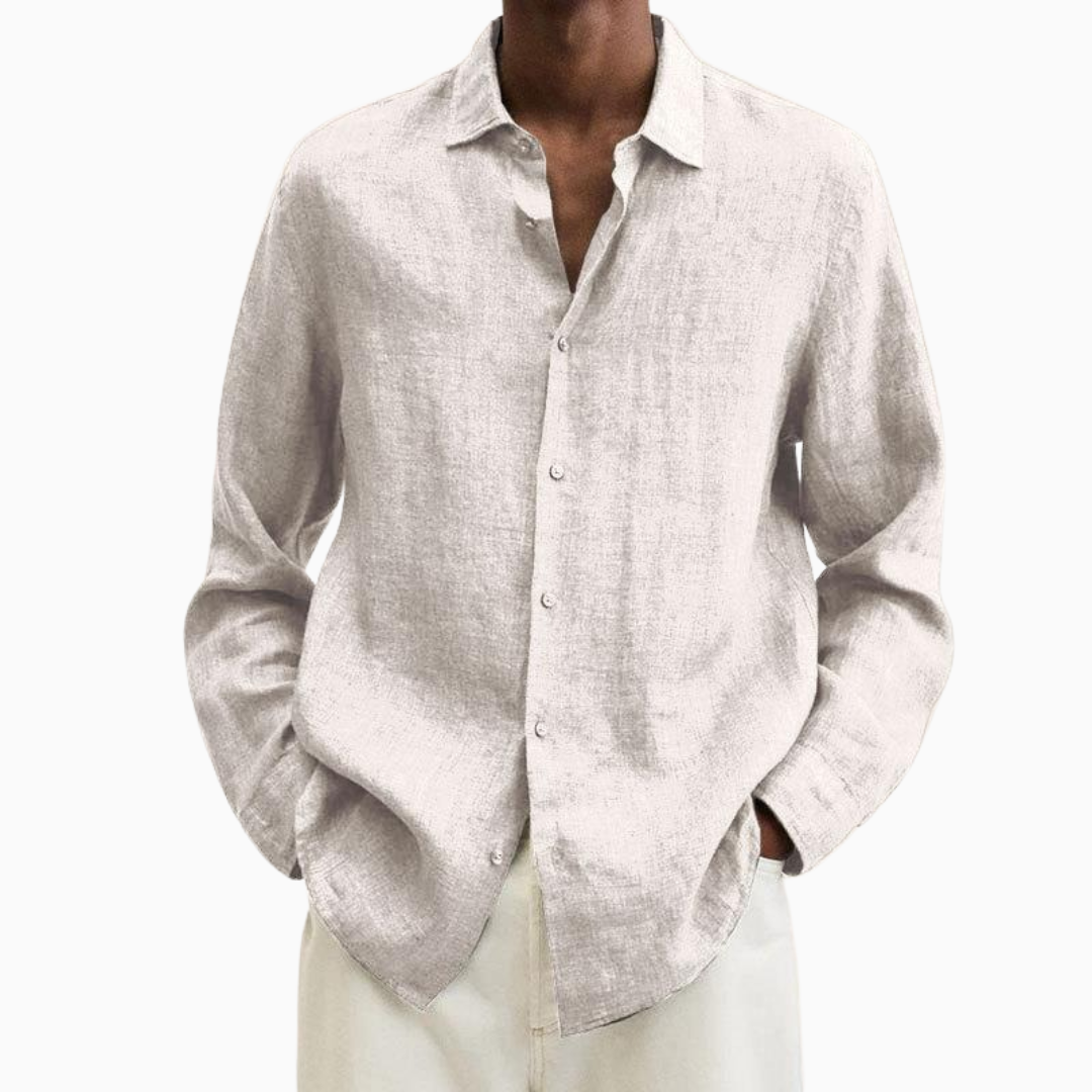 Chemise Homme Lin – Manches Longues Col Classique Respirante | Élégance Naturelle pour l'Été