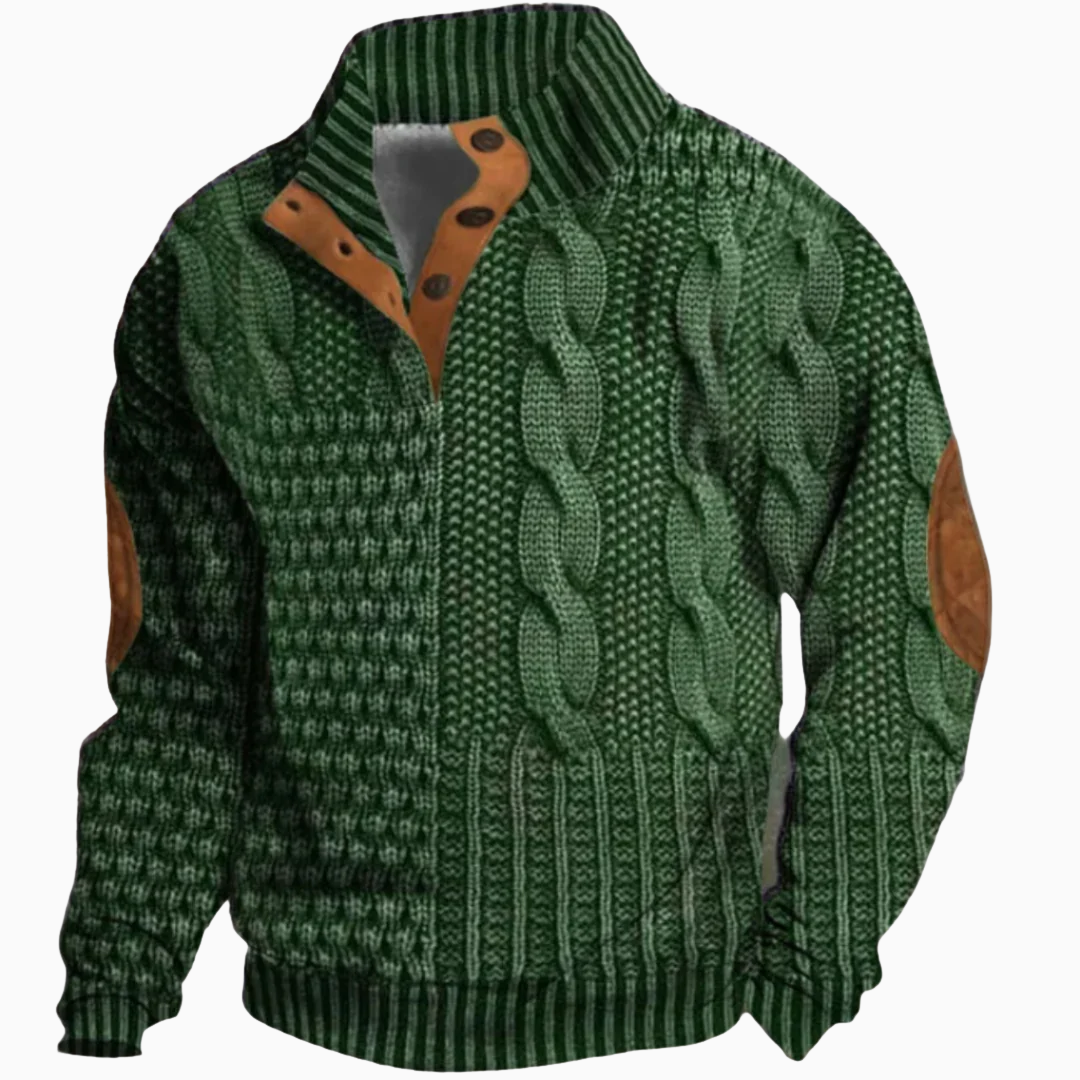 Oliver pull homme maille épaisse texturée col montant boutonné