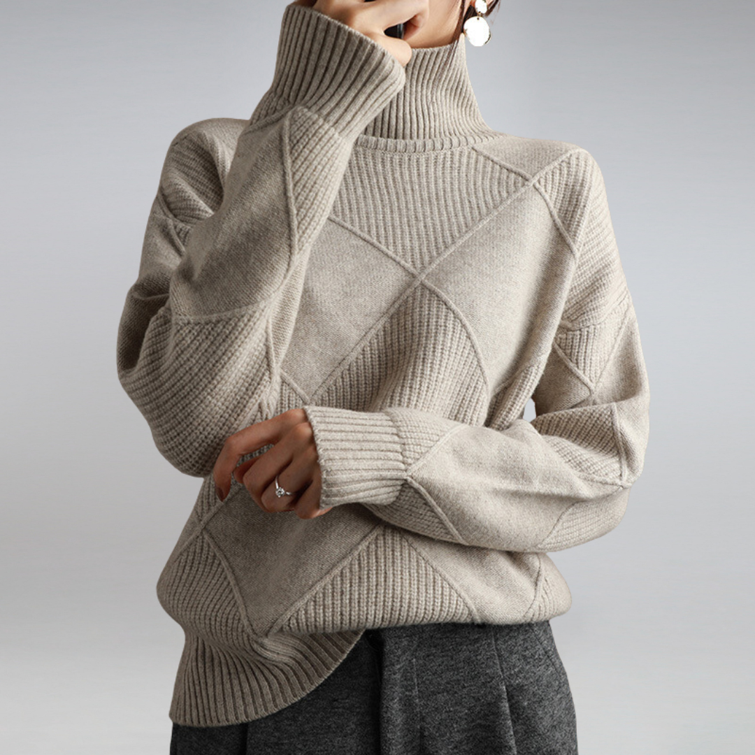Pull Femme Col Roulé – Maille Douce Manches Longues | Style Tendance & Confort Hiver
