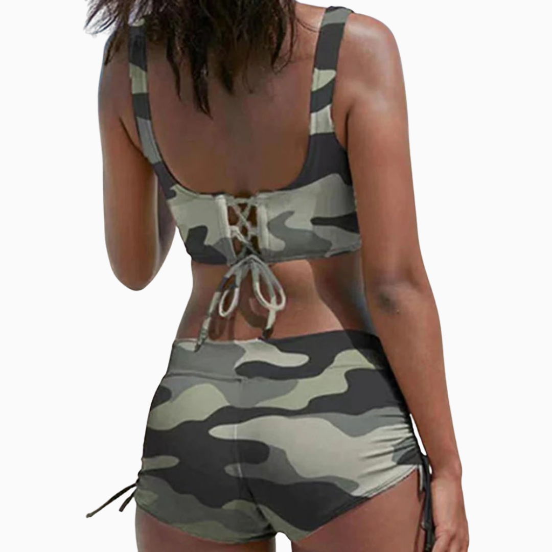 Bikini Femme Deux Pièces Croisé – Shorty Froncé Maintien | Plage & Piscine Été