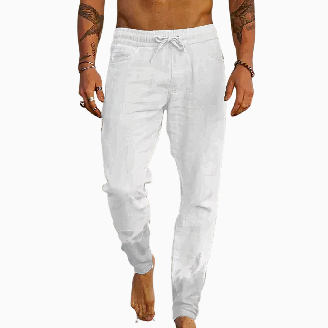 Milan pantalon homme confortable en lin avec cordon style décontracté été