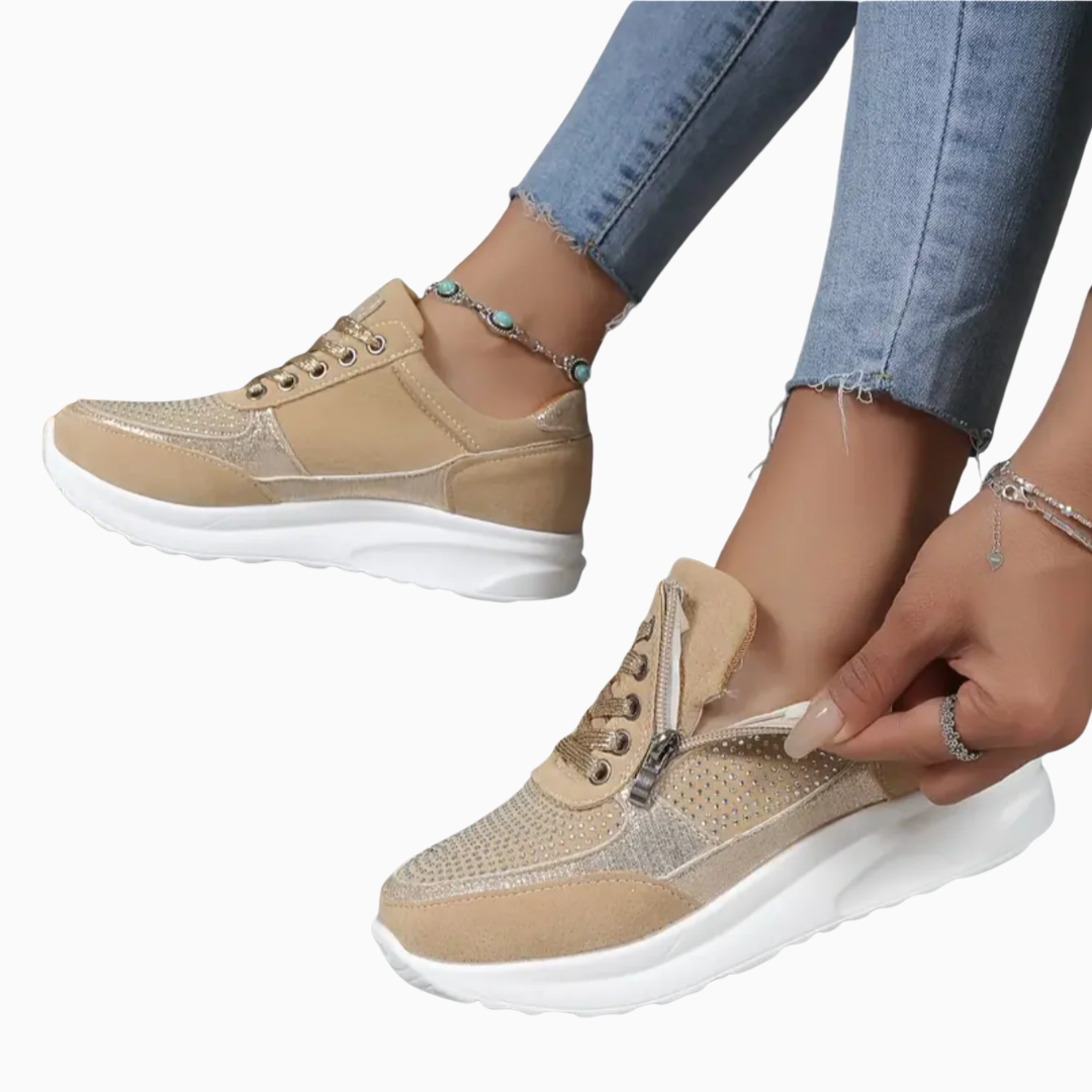 Baskets Femme Compensées – Lacets & Fermeture Éclair Latérale | Confort & Style Estival