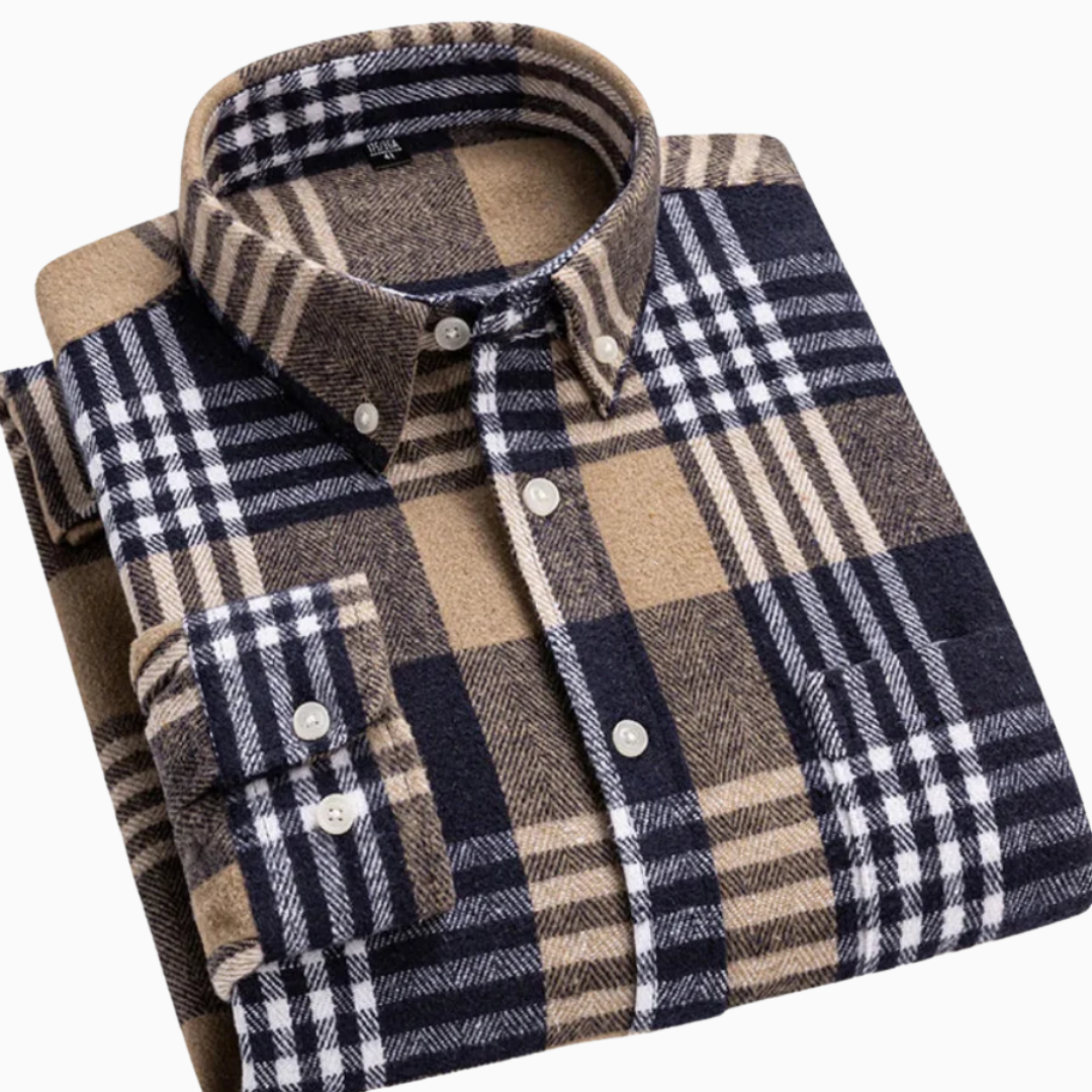 Chemise Homme à Carreaux – Style Flanelle Manches Longues