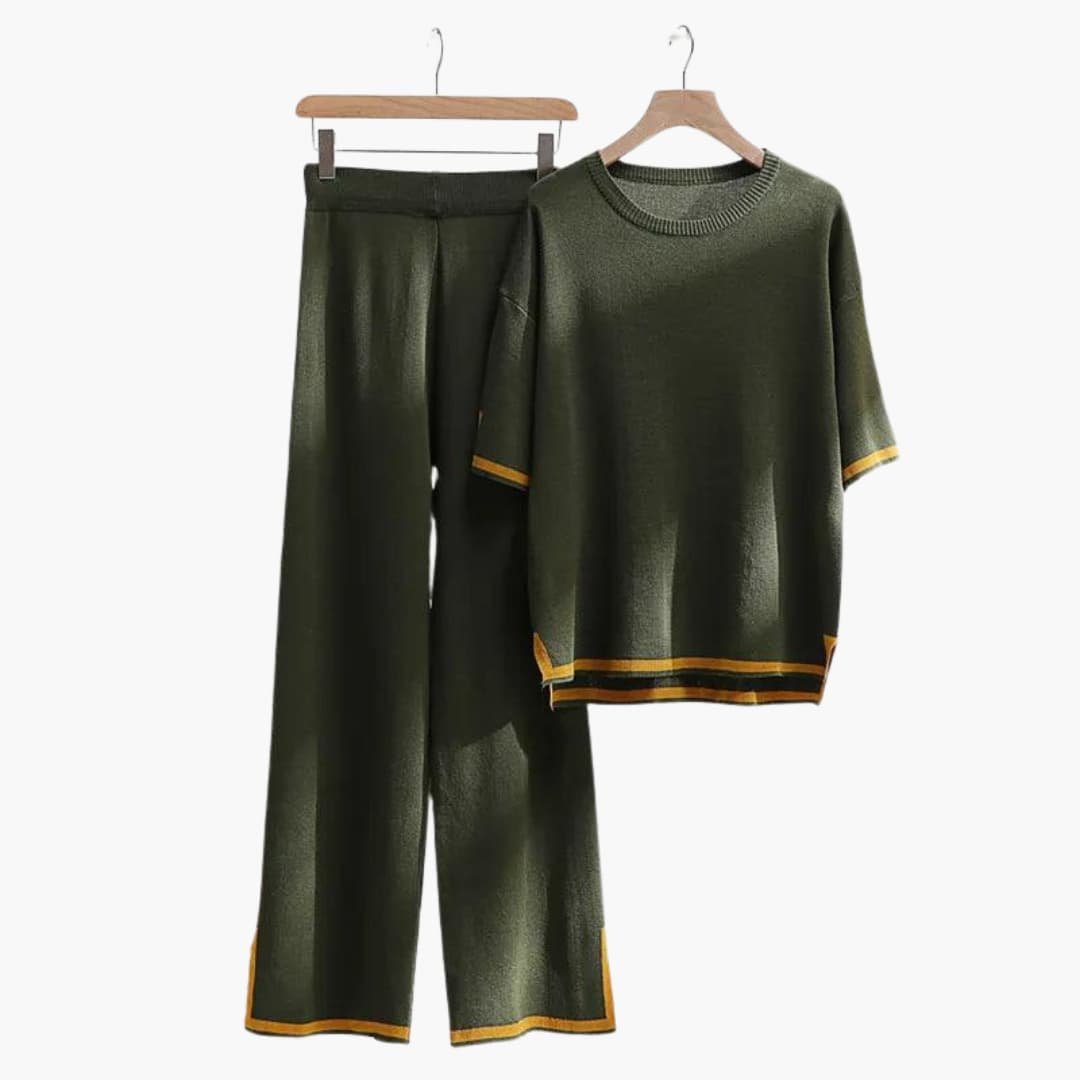 Ensemble Deux Pièces Femme Maille Texturée – Pull & Pantalon | Victoria Style Hiver Automne