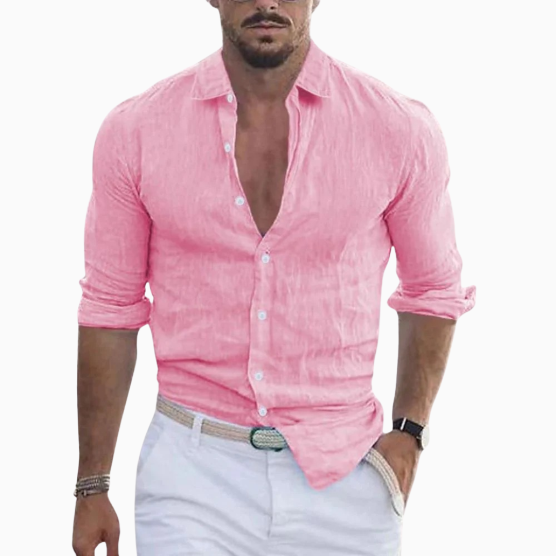 Chemise Homme Lin – Col Ouvert Manches Longues Fluide | Style Estival Décontracté