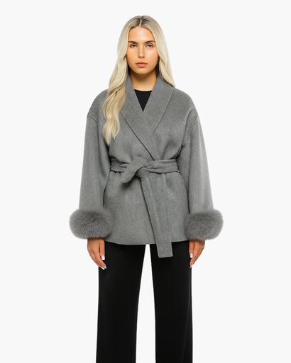 Manteau femme à ceinture - coupe ample avec manches élégantes