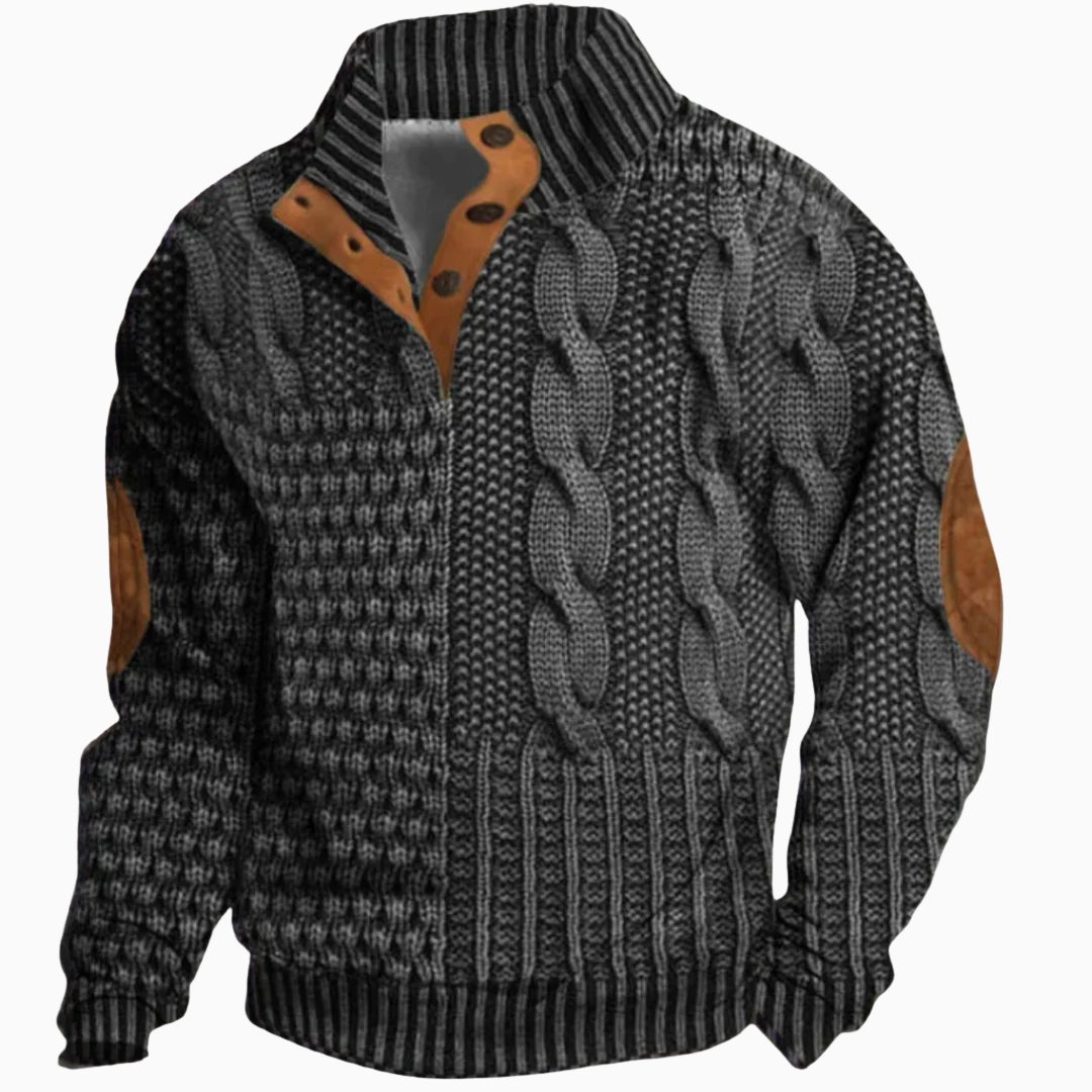 Oliver pull homme maille épaisse texturée col montant boutonné