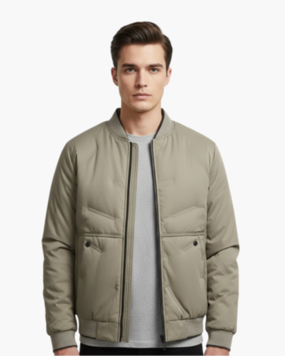 Veste Hiver Homme Bomber Matelassée – Col Montant Fermeture Éclair | Veste Homme Chaude Urbaine