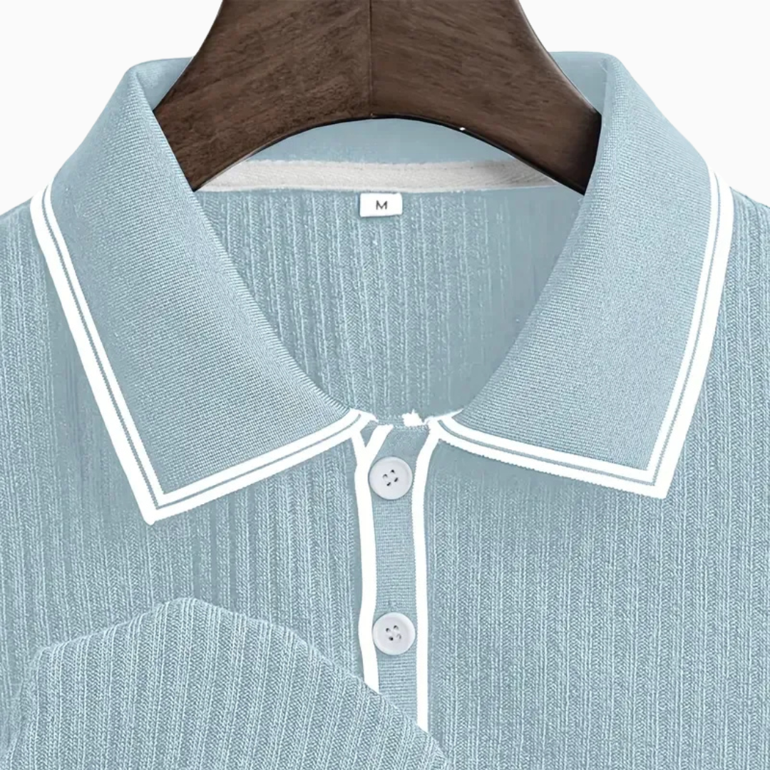Polo Homme Slim – Texture Côtelée Finition Contrastée | Moderne & Estival