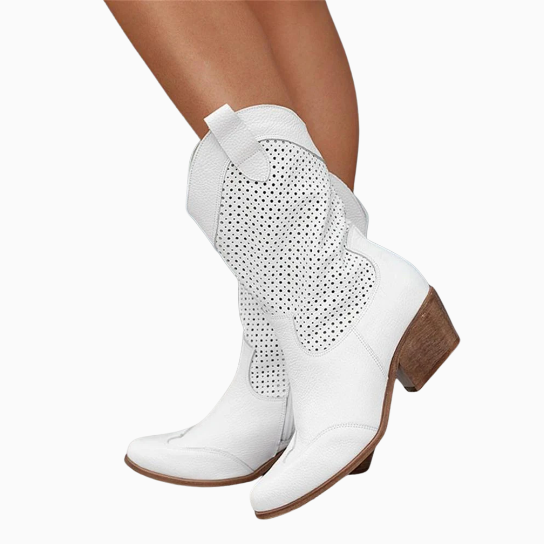 Bottes cowboy femme perforées mi mollet style western
