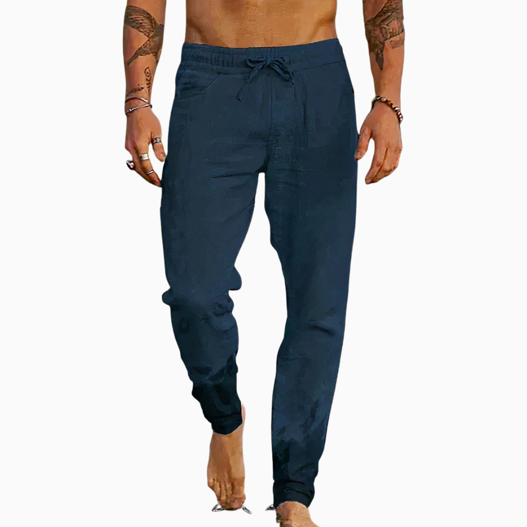 Milan pantalon homme confortable en lin avec cordon style décontracté été