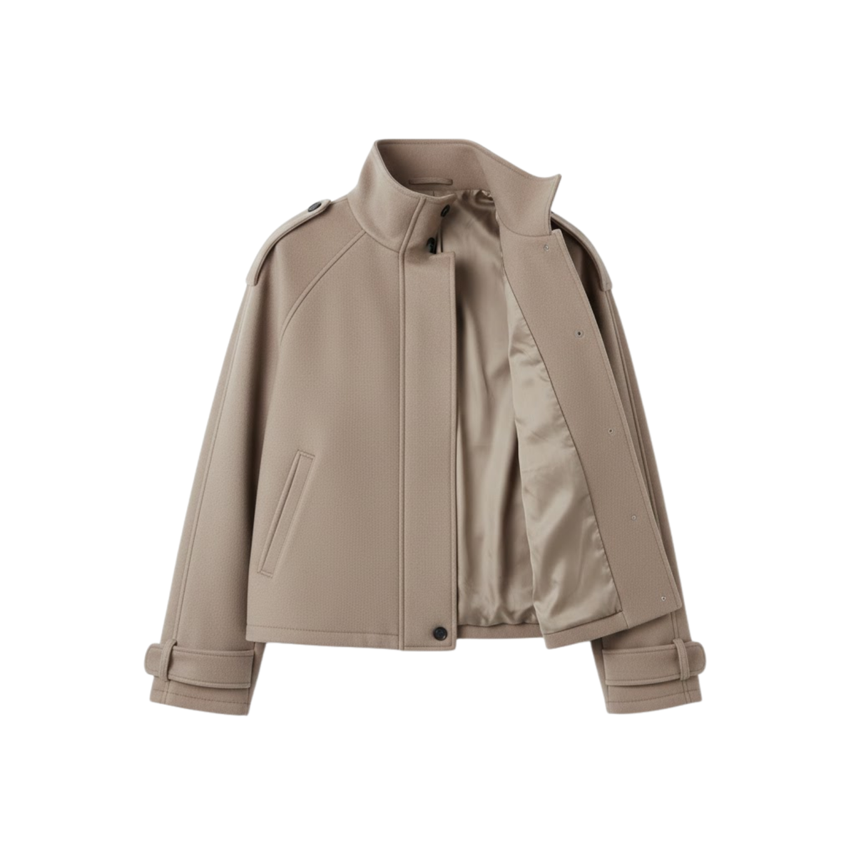 Veste Courte Hiver Femme Mélange de Laine – Manteau Court Col Montant | Style Urbain Chic