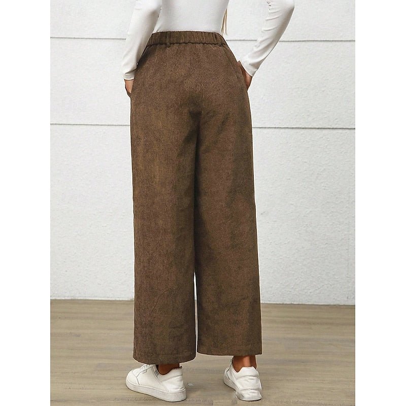 Pantalon Large Femme Taille Haute Marron Foncé – Jambe Ample | Aura Pantalon Palazzo