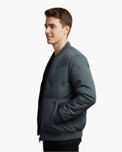 Veste Hiver Homme Bomber Matelassée – Col Montant Fermeture Éclair | Veste Homme Chaude Urbaine