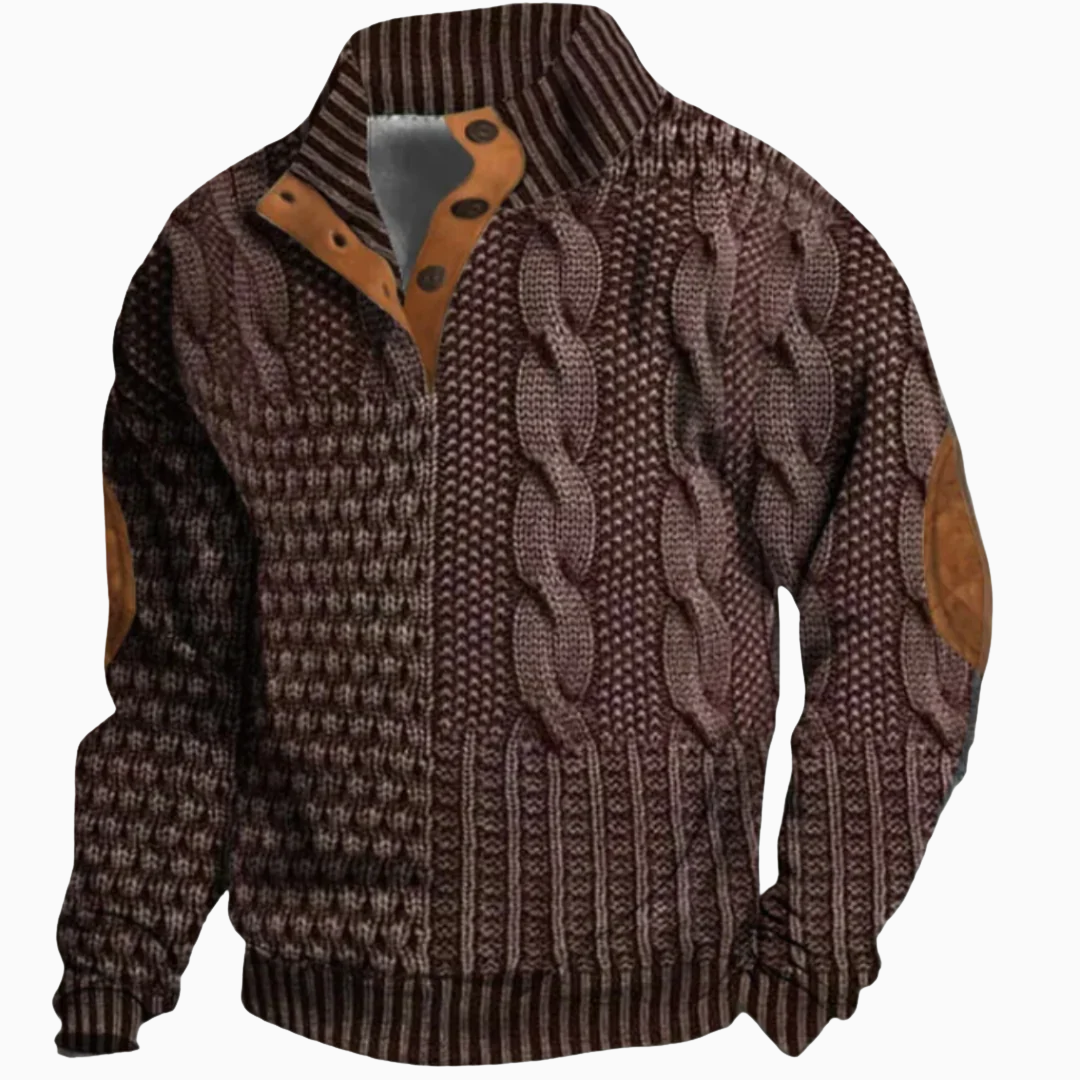 Oliver pull homme maille épaisse texturée col montant boutonné