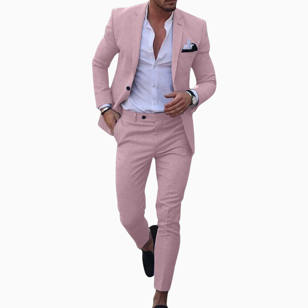 Costume homme veste et pantalon coupe ajustée fermeture boutonnée