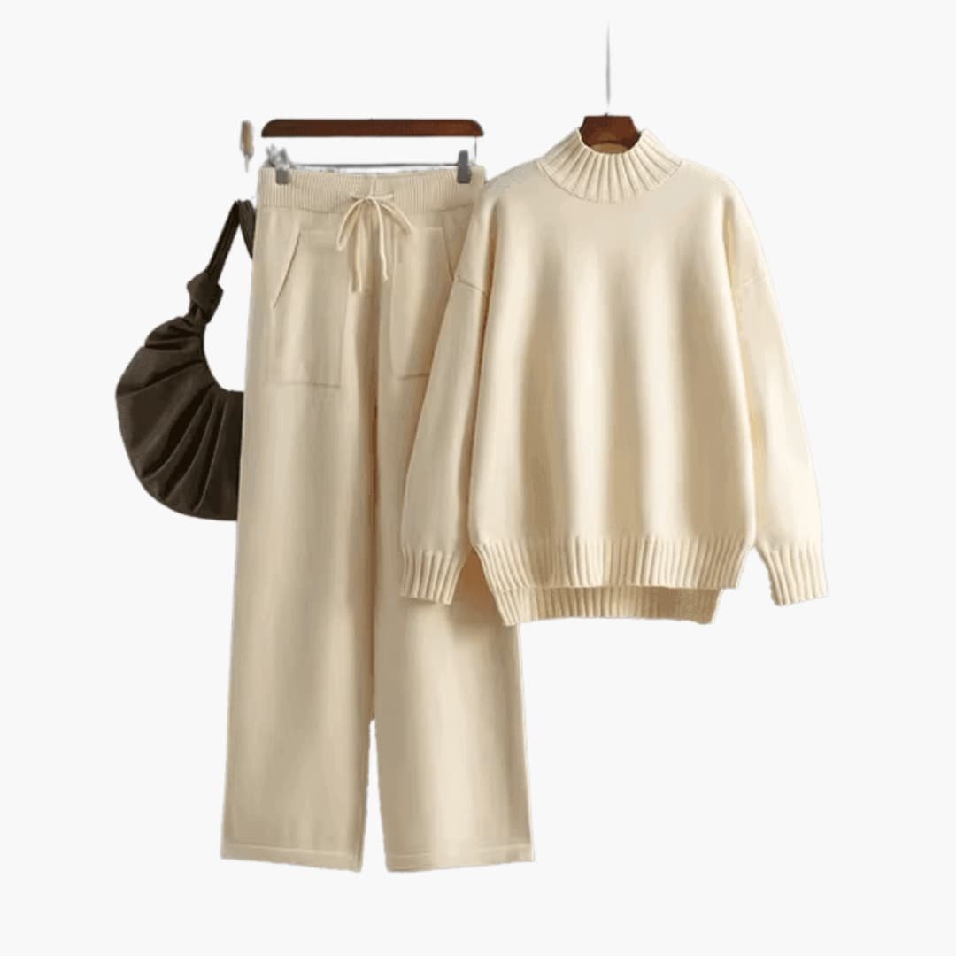 Ensemble Pull Col Roulé Côtelé Femme – Taille Unique Confortable | Evelyn Edition Cosy