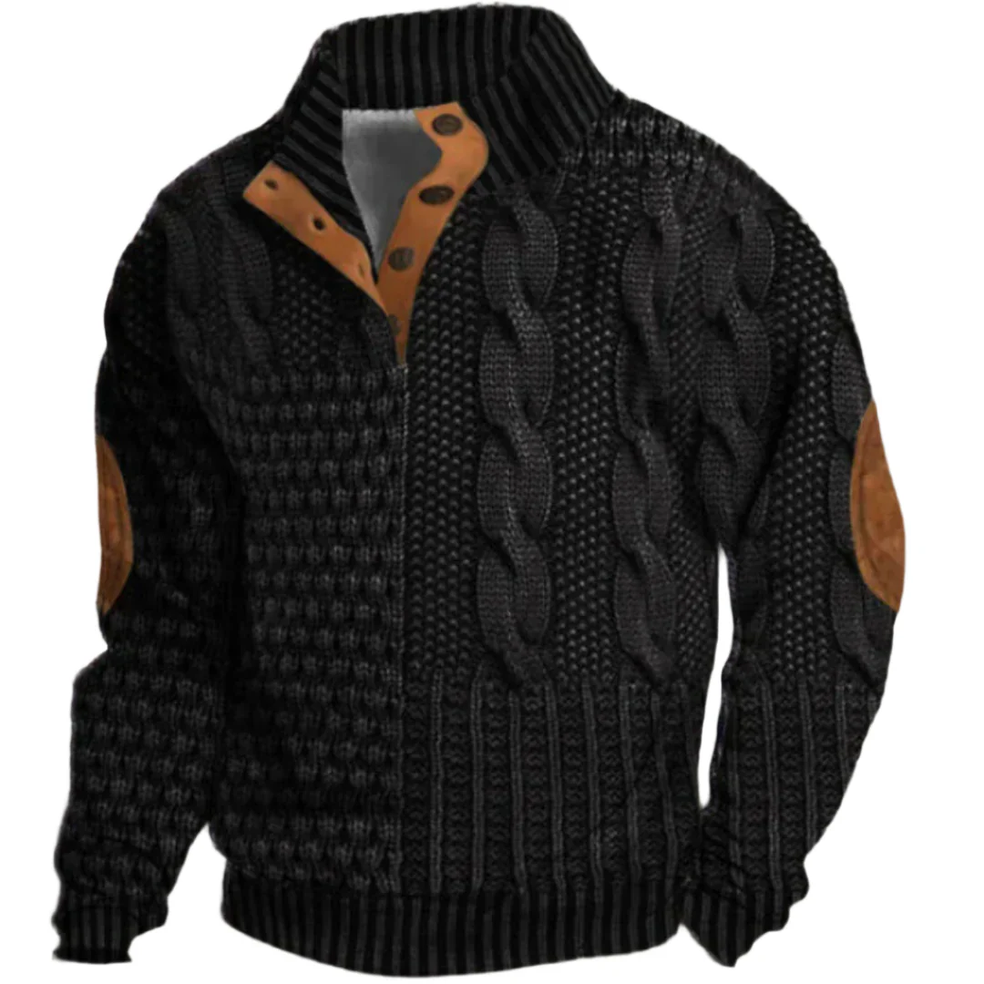 Oliver pull homme maille épaisse texturée col montant boutonné