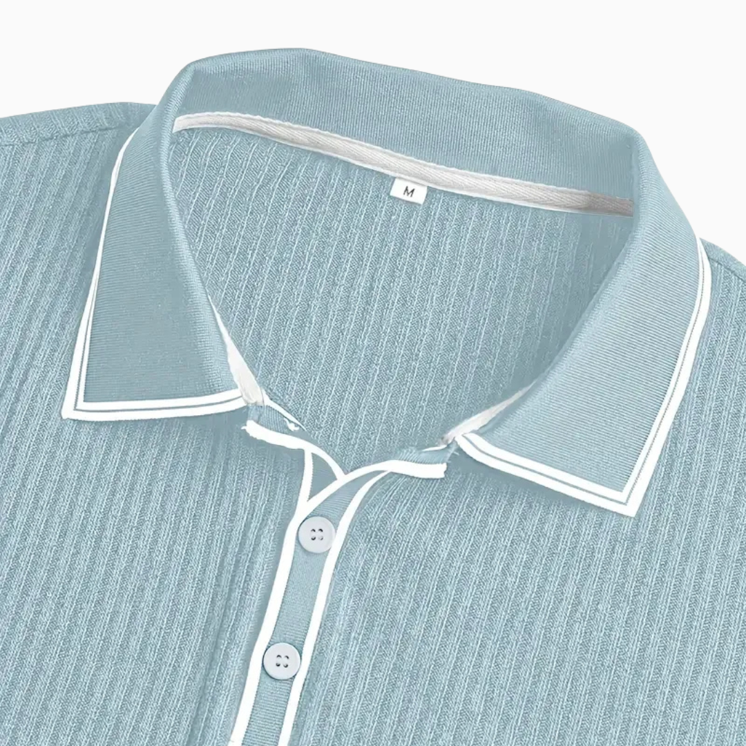 Polo Homme Slim – Texture Côtelée Finition Contrastée | Moderne & Estival