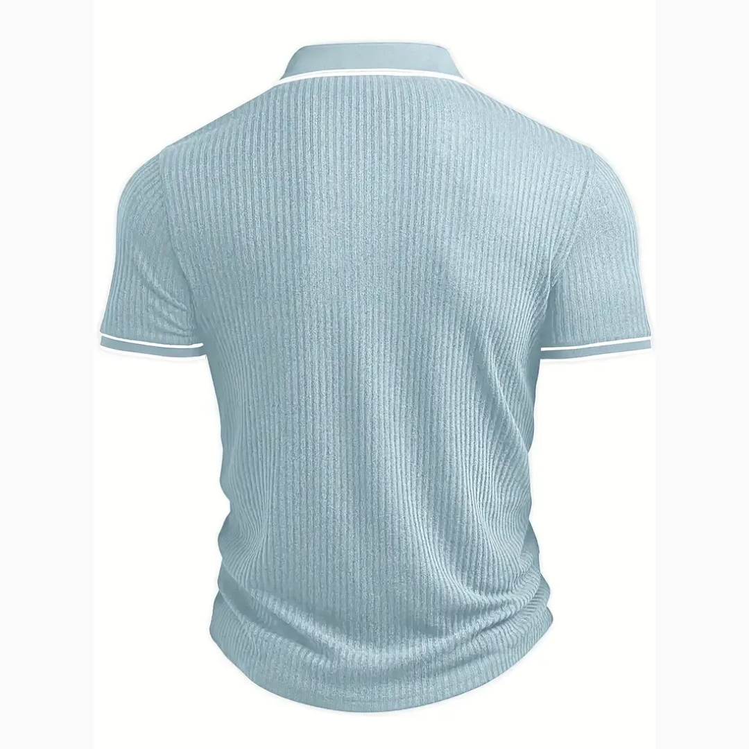 Polo Homme Slim – Texture Côtelée Finition Contrastée | Moderne & Estival