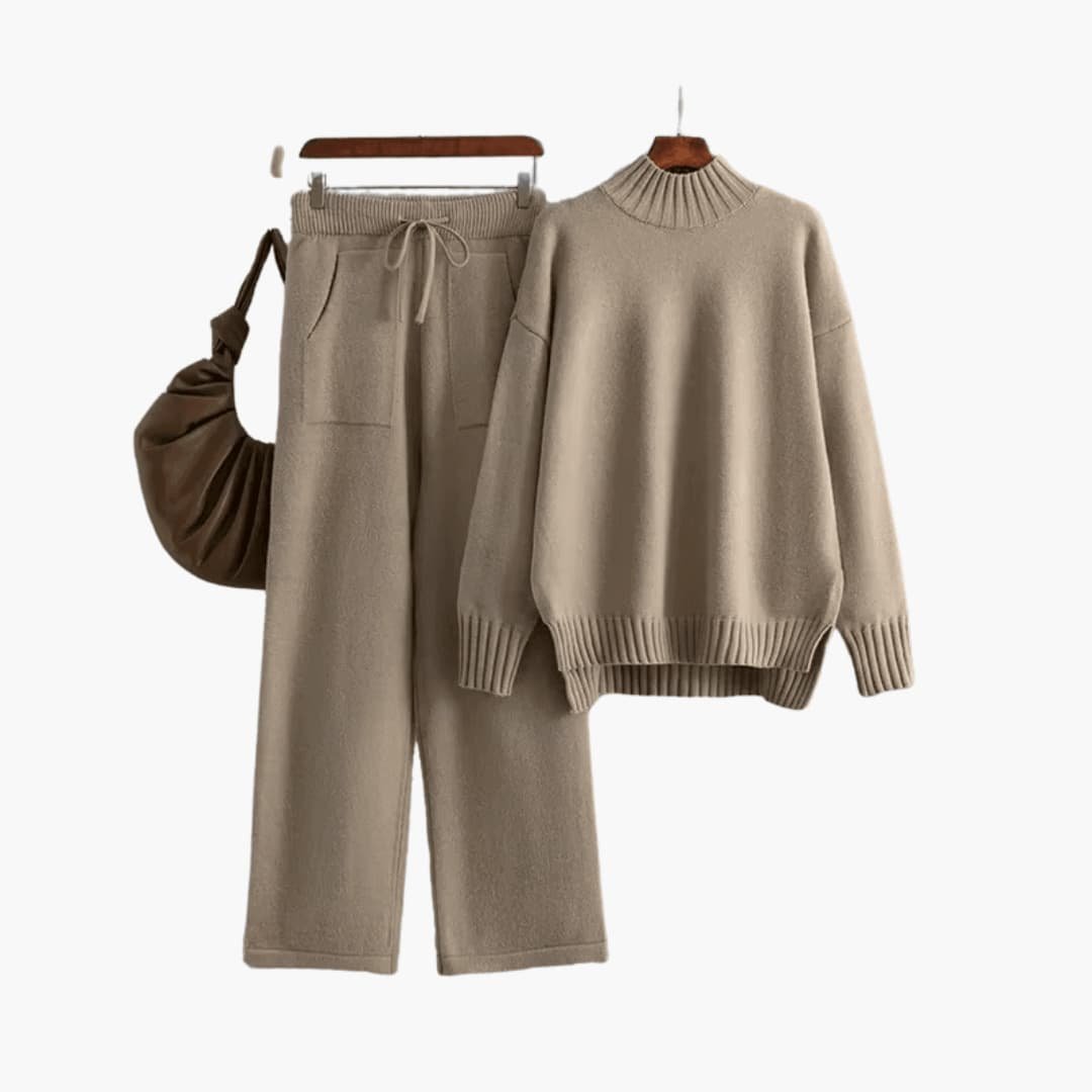 Ensemble Pull Col Roulé Côtelé Femme – Taille Unique Confortable | Evelyn Edition Cosy