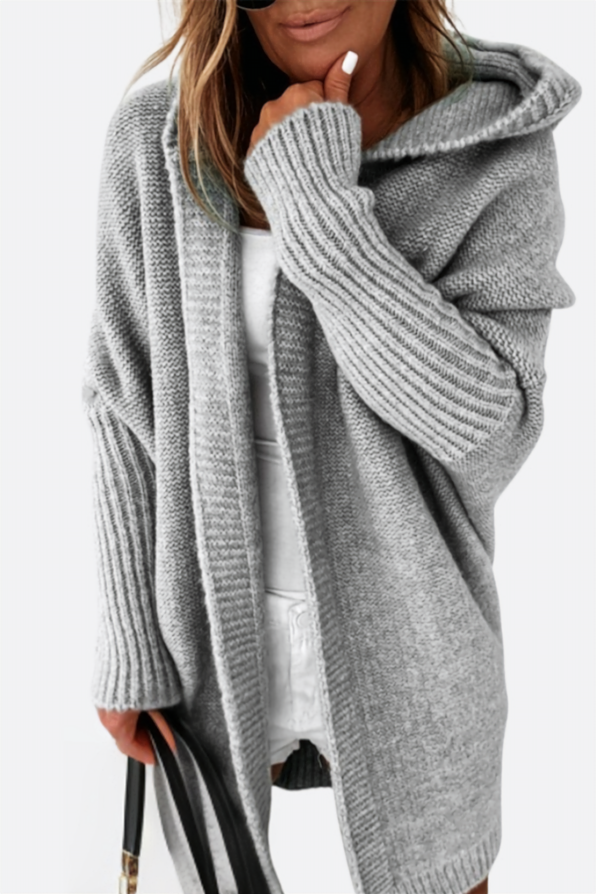 Cardigan Oversize Femme Capuche Maille Douce – Coupe Ample Confort | Nataly Edition Cosy