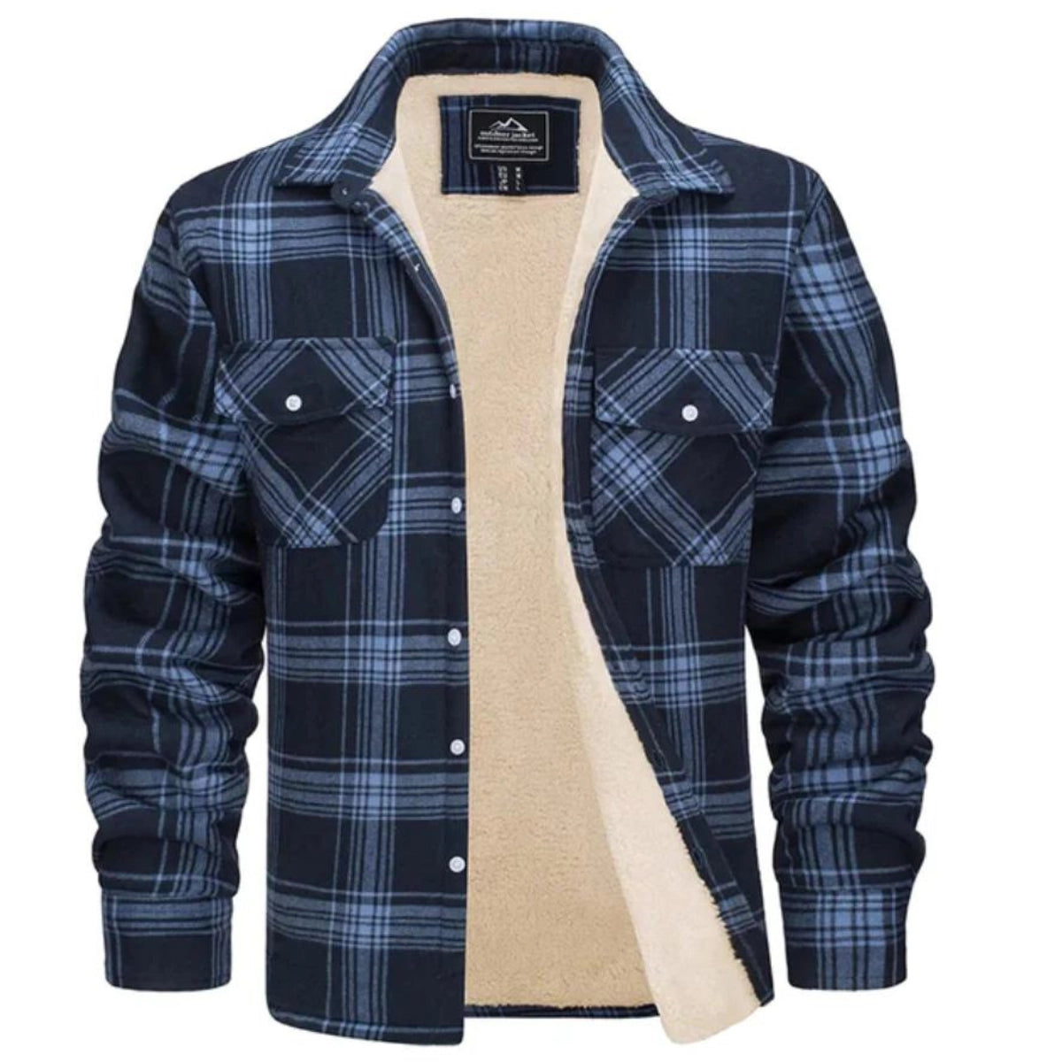 Veste Homme à Carreaux Sherpa – Fermeture Boutonnée Doublure Polaire | Style Casual Hiver