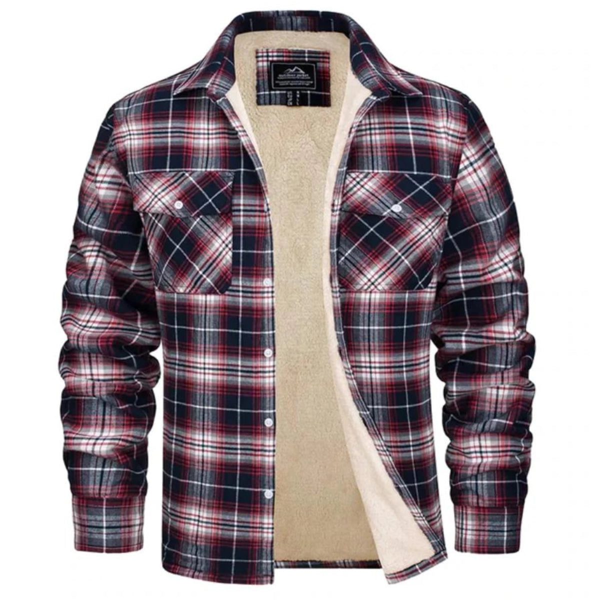 Veste Homme à Carreaux Sherpa – Fermeture Boutonnée Doublure Polaire | Style Casual Hiver