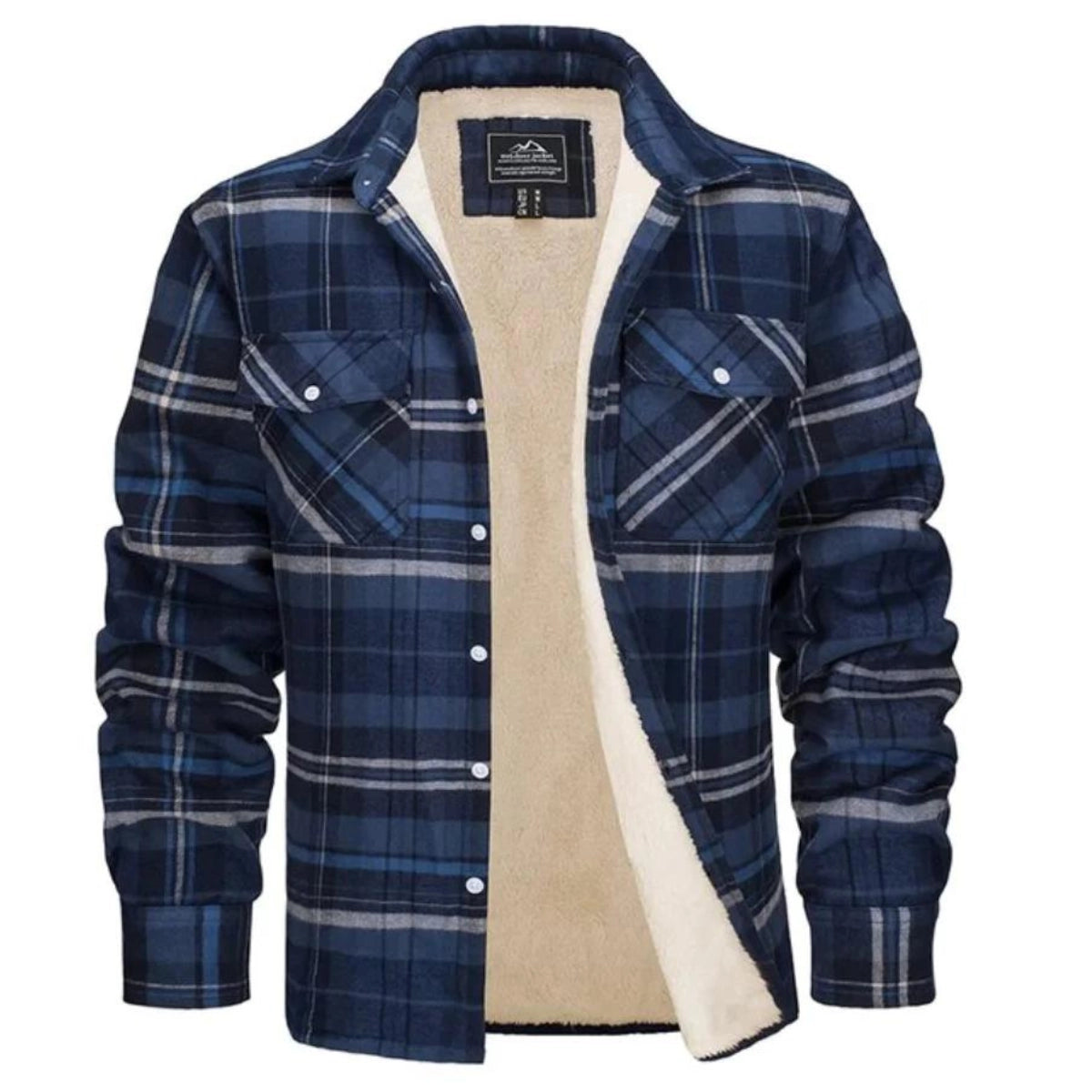 Veste Homme à Carreaux Sherpa – Fermeture Boutonnée Doublure Polaire | Style Casual Hiver