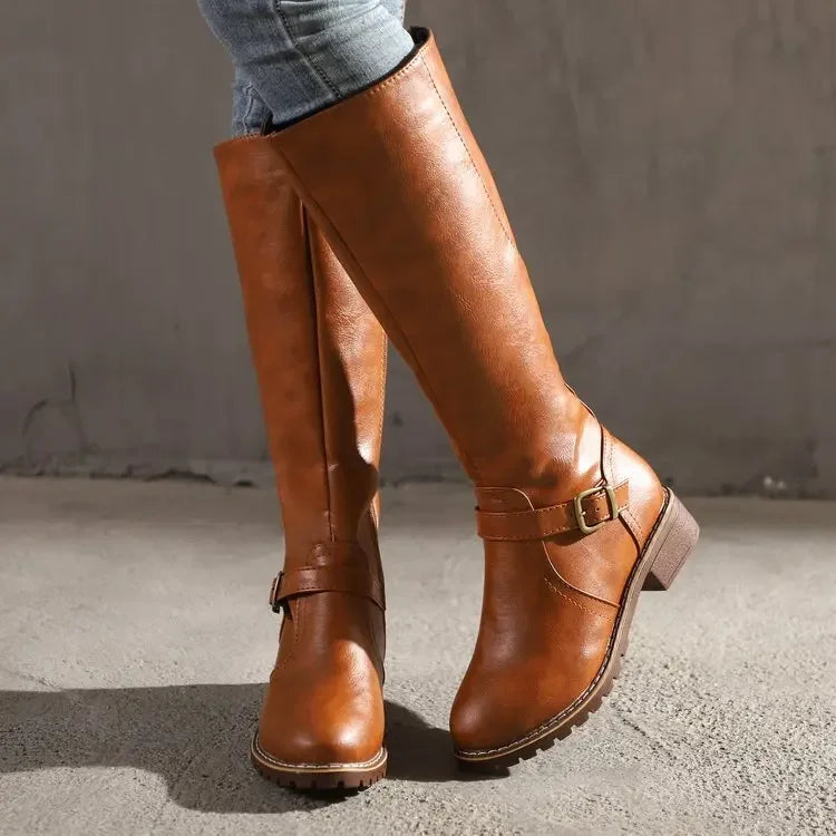 Axelle | bottes hautes femme avec boucle et talon bloc bas