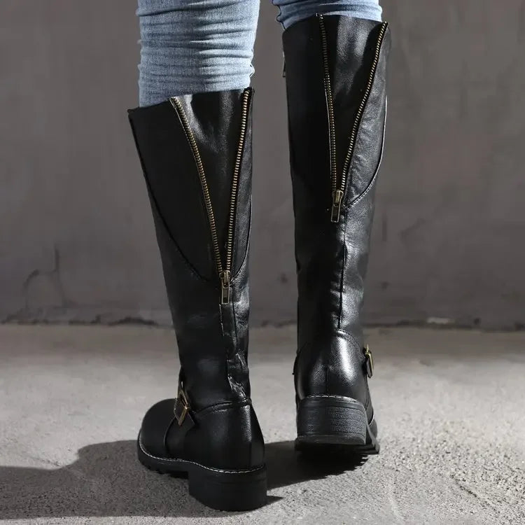 Axelle | bottes hautes femme avec boucle et talon bloc bas
