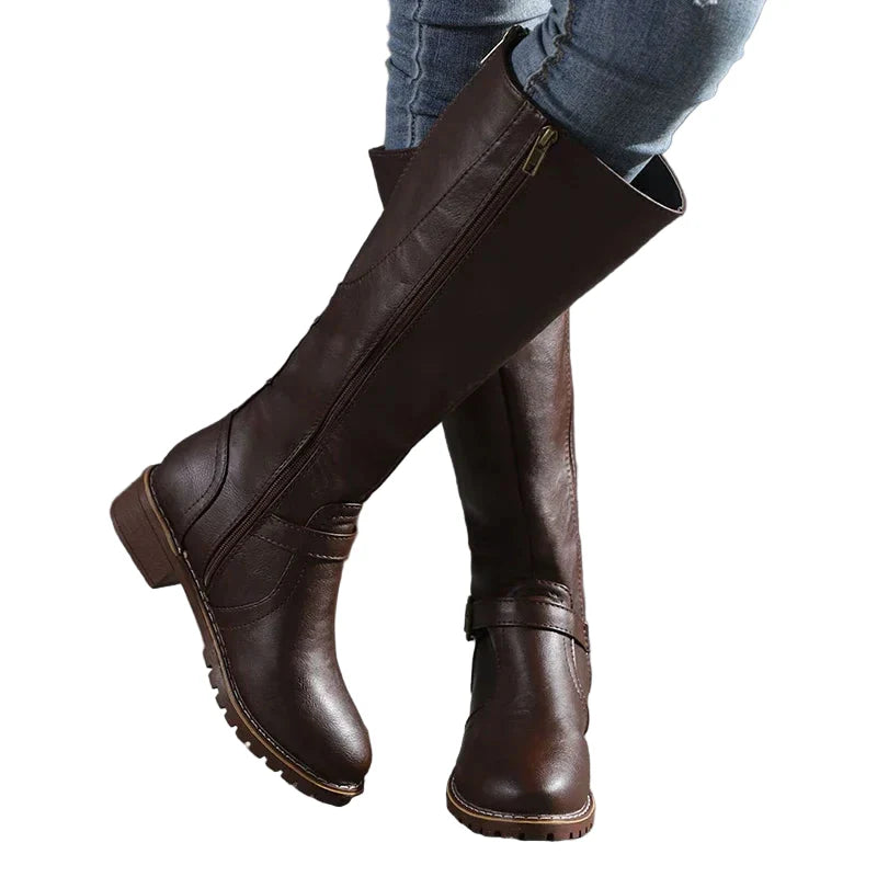 Axelle | bottes hautes femme avec boucle et talon bloc bas