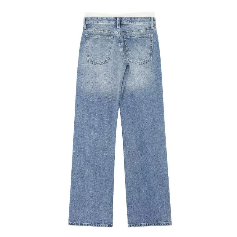 Céleste jean femme straight leg à jambes droites avec détail cordon