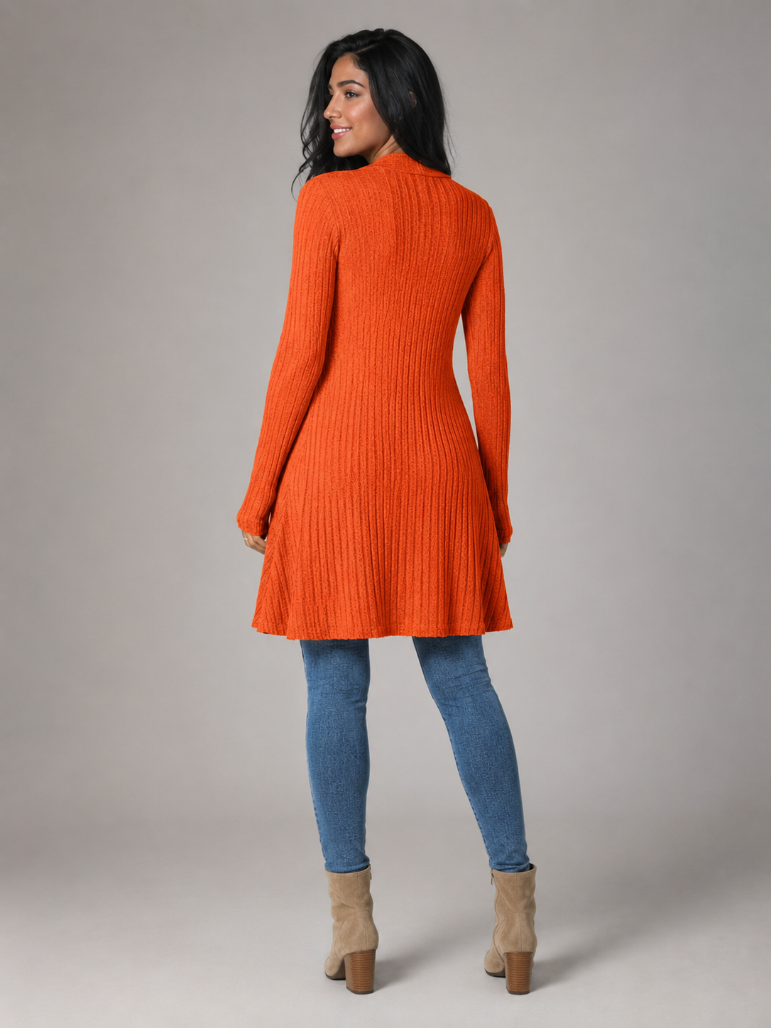 Cardigan Ouvert Femme Côtelé – Manches Longues Coupe Ample | Style Décontracté Cosy