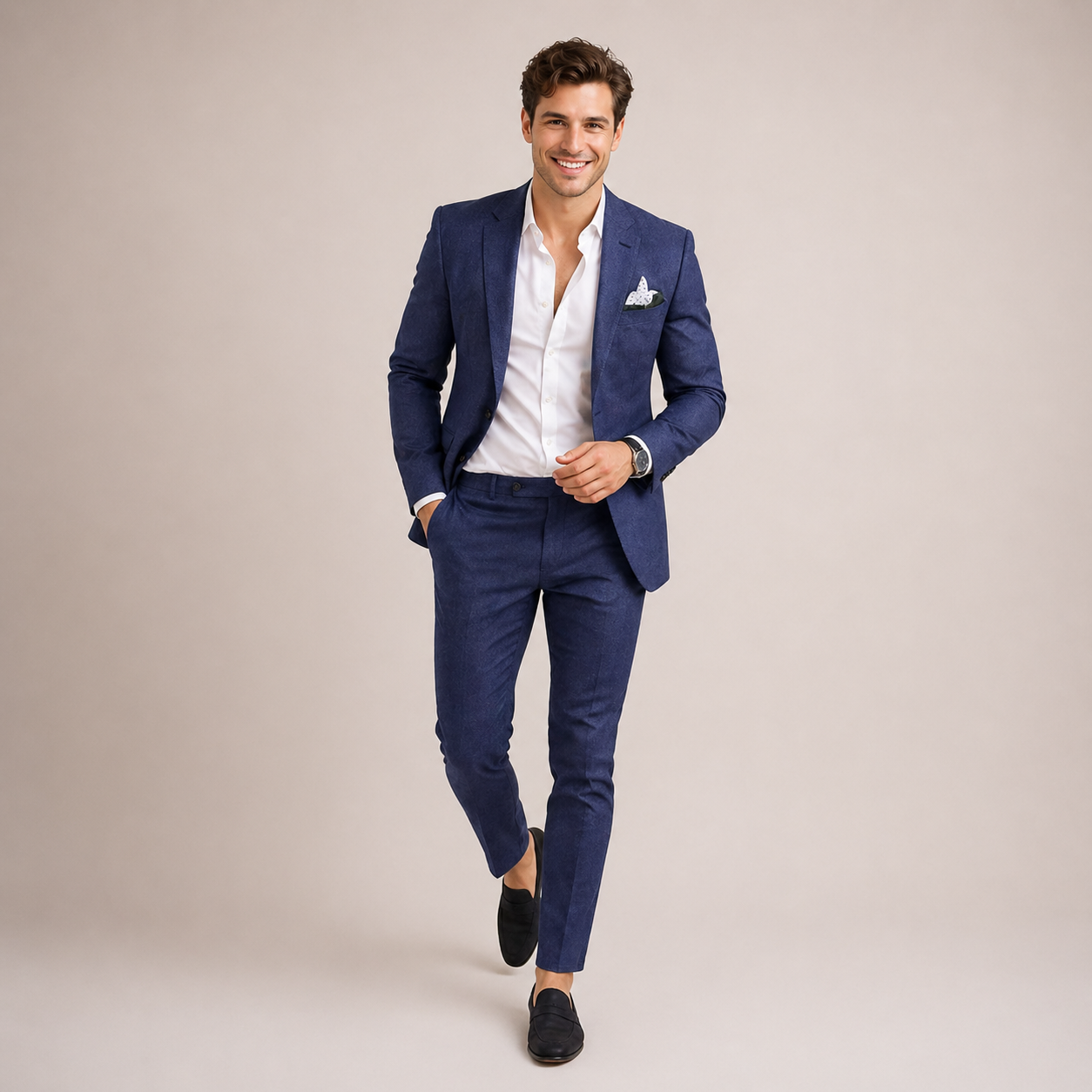 Costume homme veste et pantalon coupe ajustée fermeture boutonnée