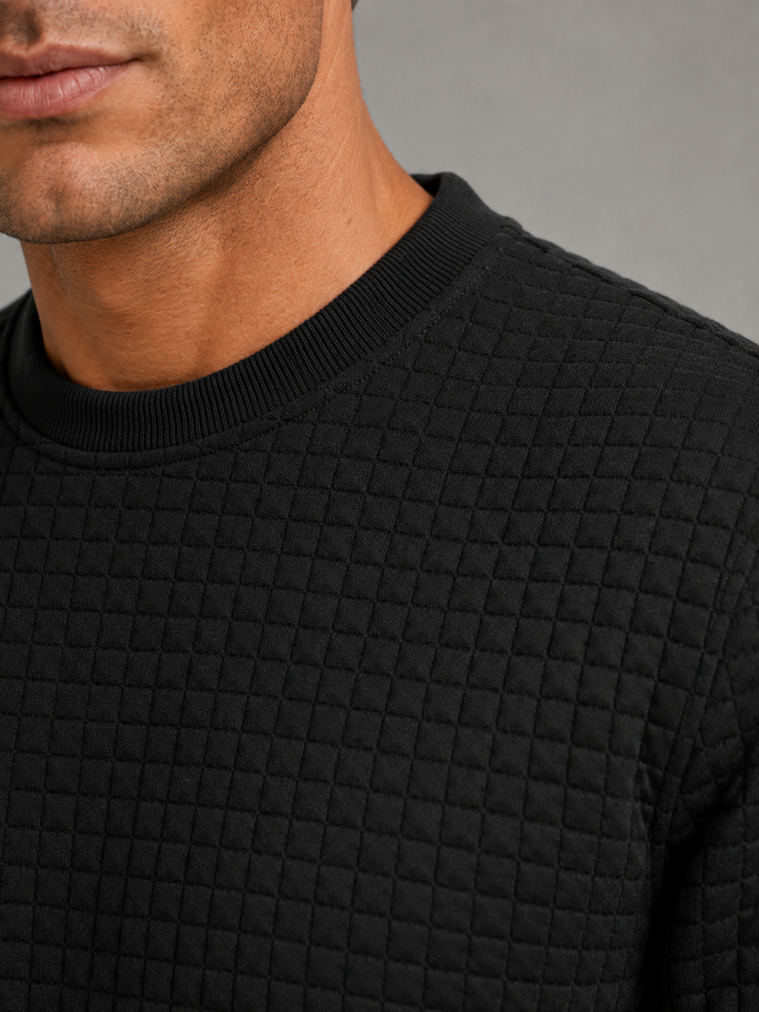 Sweat Homme Col Rond Maille Gaufrée – Texture Nid d'Abeille | Confort au Quotidien