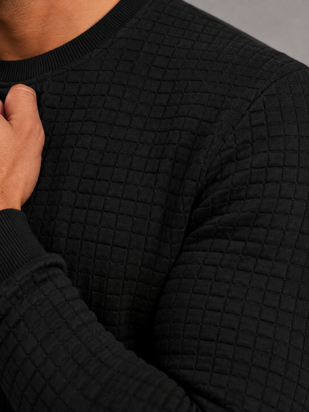 Sweat Homme Col Rond Maille Gaufrée – Texture Nid d'Abeille | Confort au Quotidien