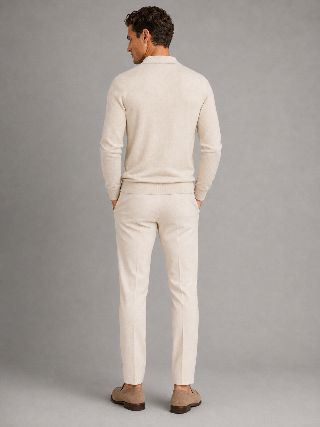 Pull Homme Col Polo Manches Longues Cable Knit – Torsades Classiques | Chic & Chaleureux