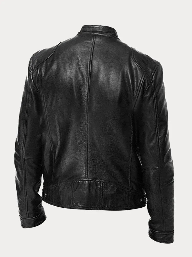 Veste Homme Similicuir – Fermeture Zippée Col Montant | Style Moderne Casual Automne Hiver