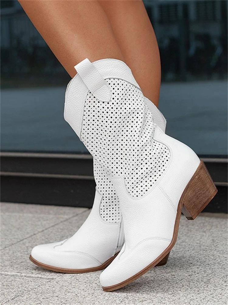 Léontine | bottes cowboy femme avec perforations et talon bloc