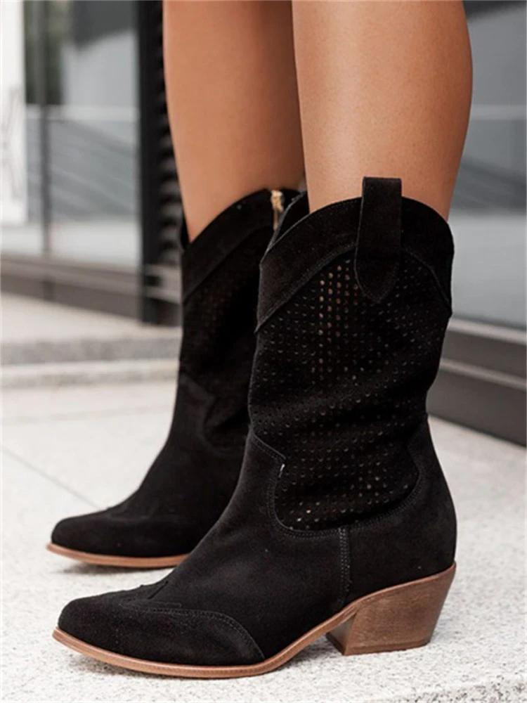 Léontine | bottes cowboy femme avec perforations et talon bloc