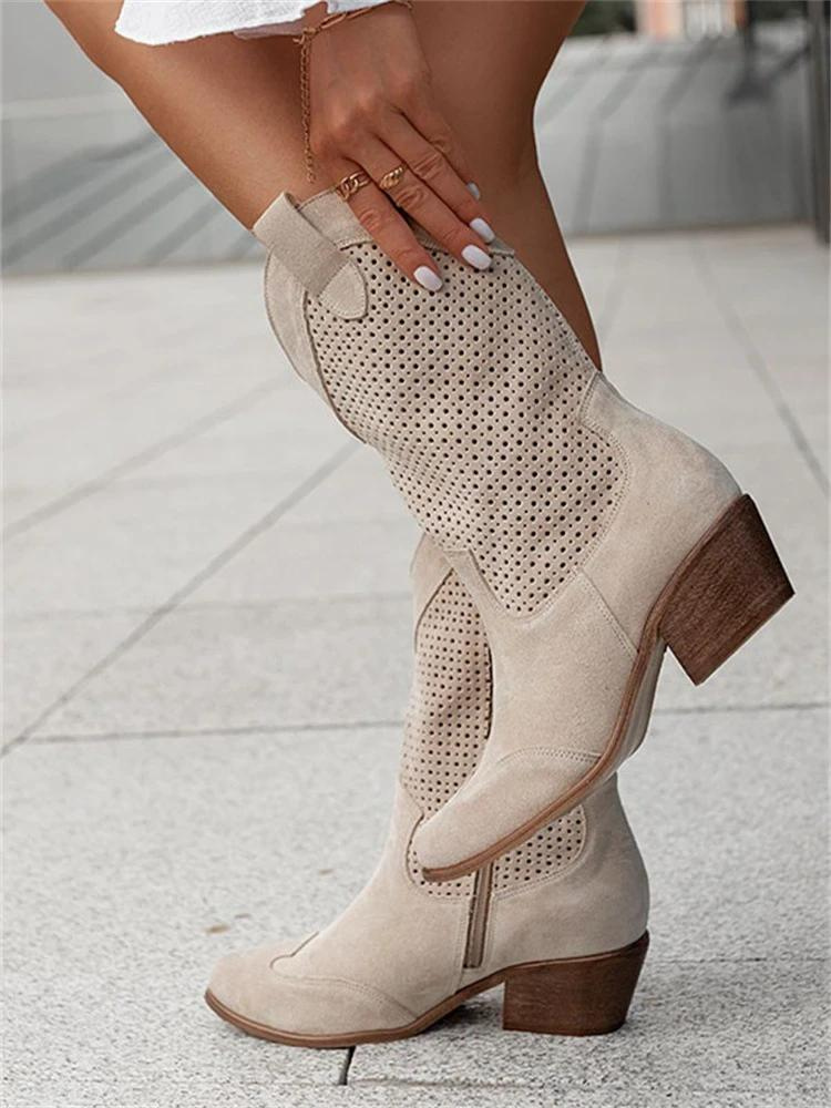 Léontine | bottes cowboy femme avec perforations et talon bloc