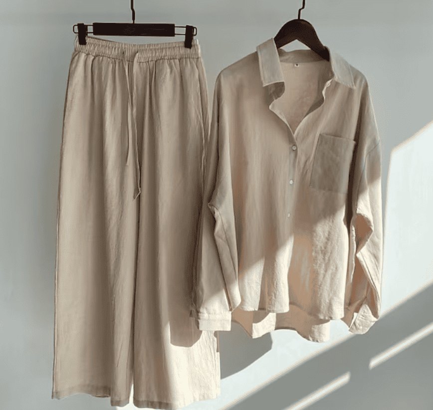 Ensemble Lin Femme – Blouse Ample & Pantalon Large | Légèreté pour l'Été