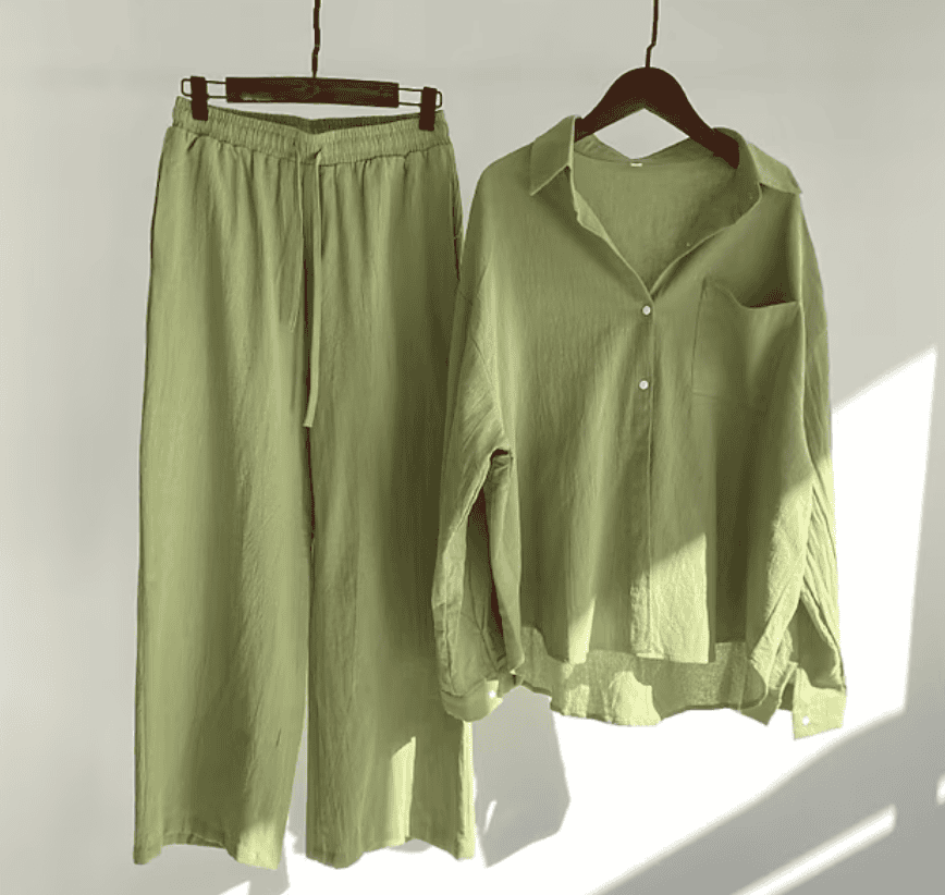 Ensemble Lin Femme – Blouse Ample & Pantalon Large | Légèreté pour l'Été