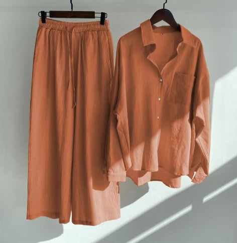 Ensemble Lin Femme – Blouse Ample & Pantalon Large | Légèreté pour l'Été