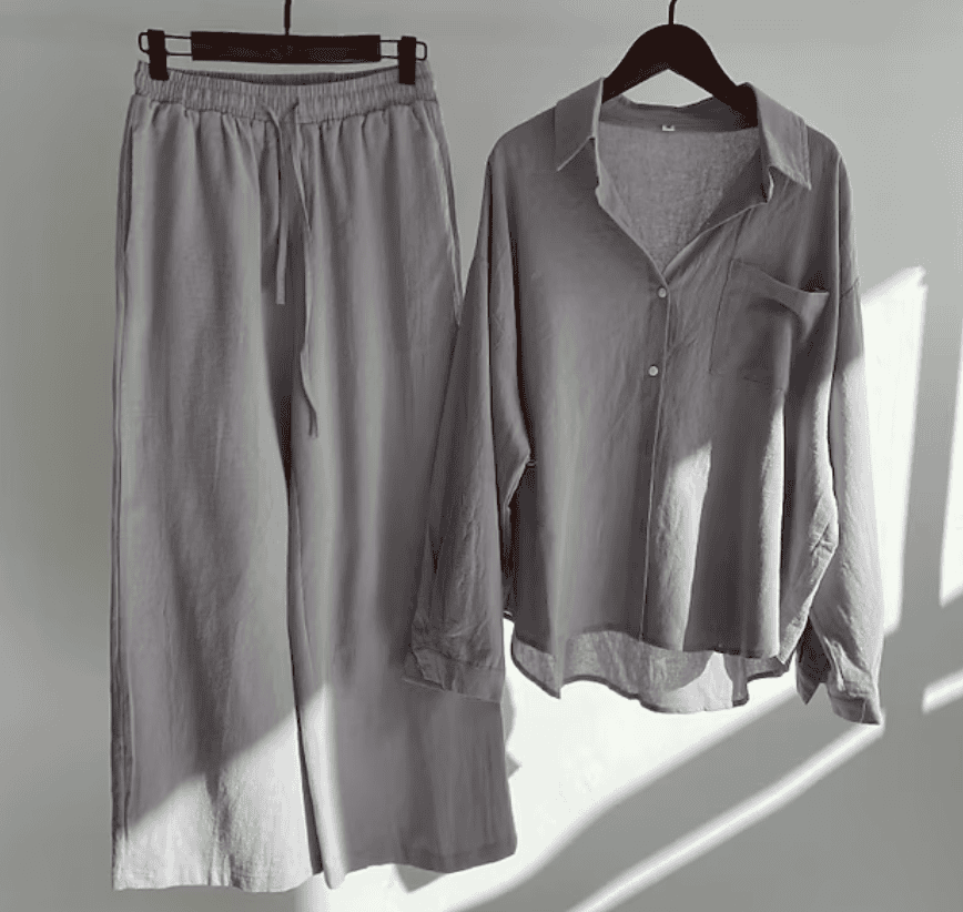 Ensemble Lin Femme – Blouse Ample & Pantalon Large | Légèreté pour l'Été
