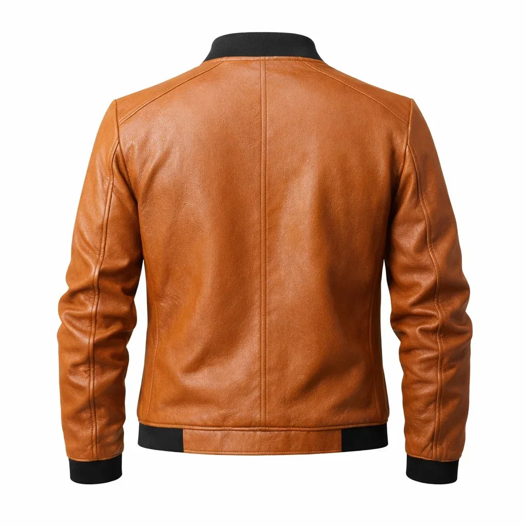 Blouson Biker Homme Cuir Véritable Slim – Détails Zippés Poches Multiples | Donk Edition